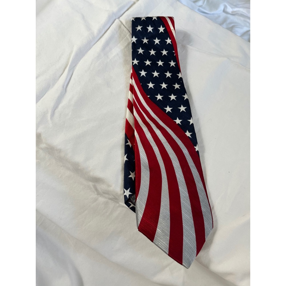 American Traditions Necktie Mens OS Red‎ White Blue Good Patriotic Stars Stripes